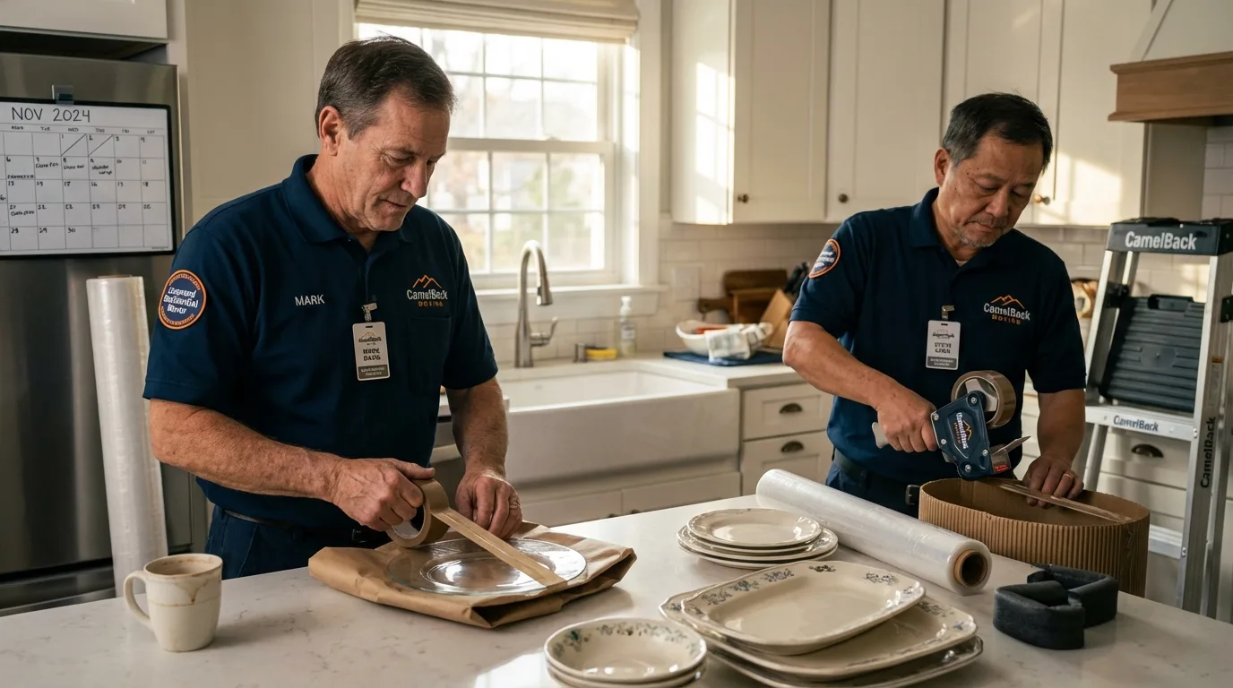 Professional crew packing kitchen dishware in Williamsburg, KY